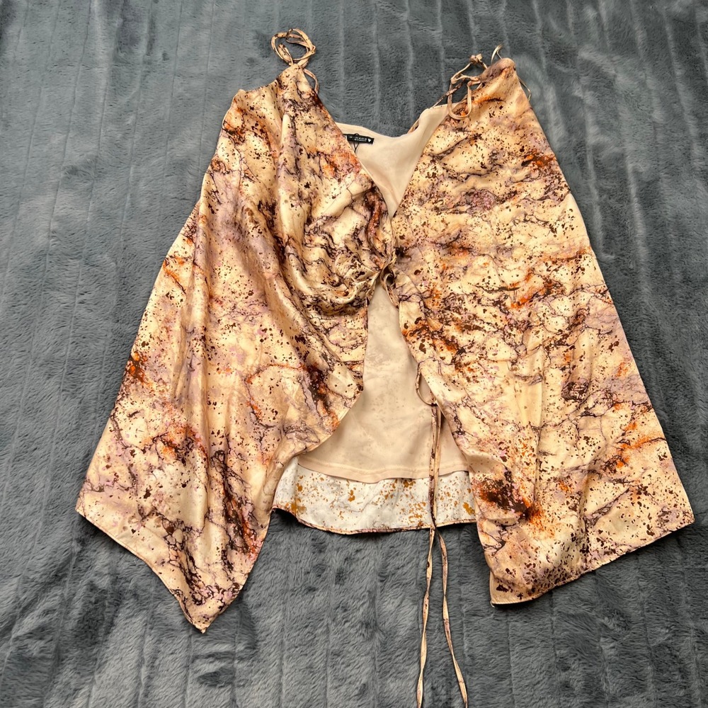 Zara Marble Print Asymmetrical Camisole Top Tan Brown Purple 8671/542/050 Medium